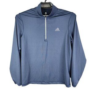 Mens Blue Adidas Golf Pullover Polo Shirt 1/2 Zip Long Sleeve Mock Neck Size M
